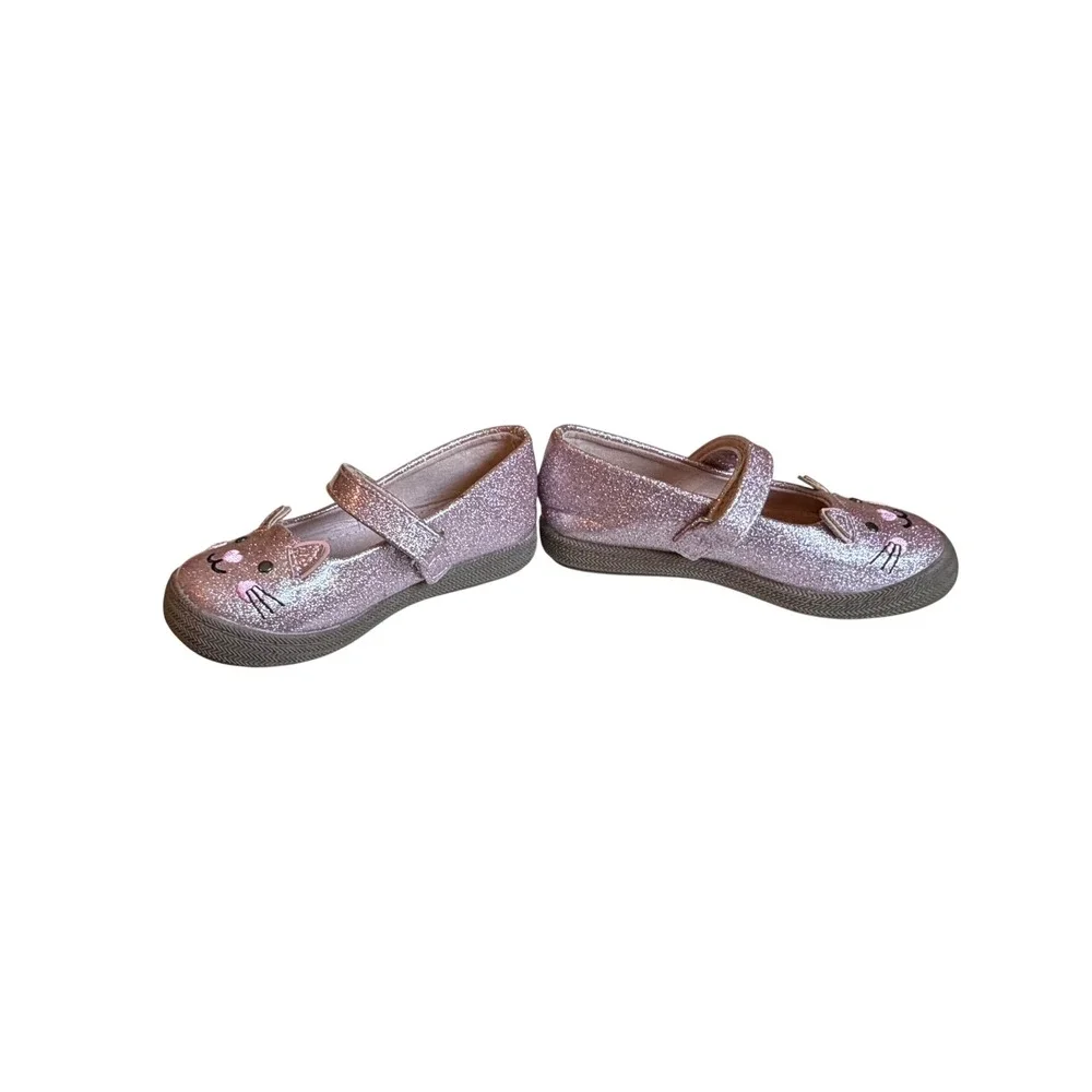 Harper Canyon Toddler Girls Pink Glitter Kitty Cat Mary Jane Flats Size 7
